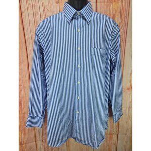 Tommy Bahama Mens Blue & White Striped Long Sleeve Button-Down Shirt Size 16 XL